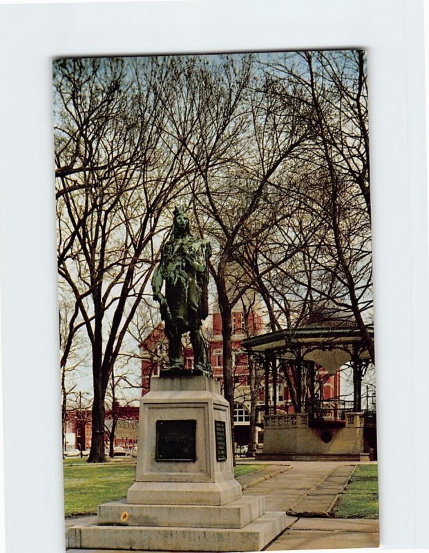 Postcard Chief Mahaska Monument and Band Stand in Public Square, Oskaloosa, Iowa