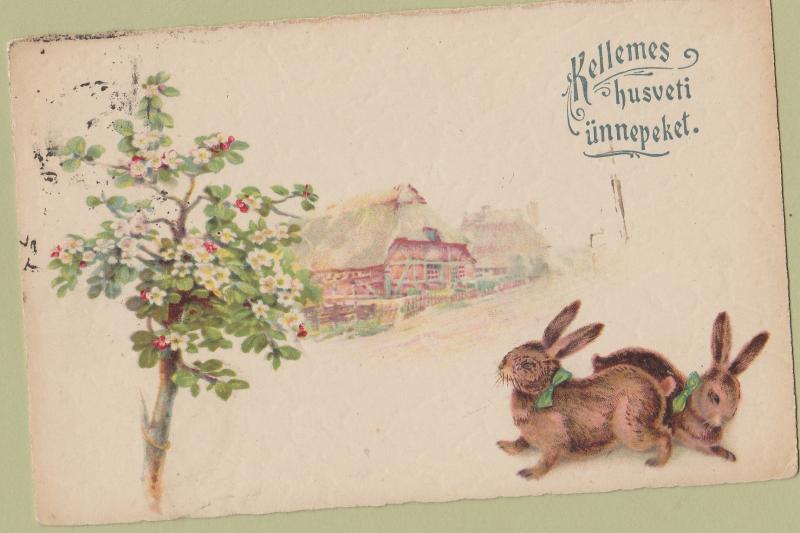Kellemes Husveti Unnepeket Happy Easter Postcard Antique Budapest