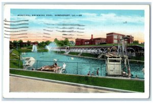 1938 Municipal Swimming Pool Bathing Diving Board Shreveport Louisiana Postcard