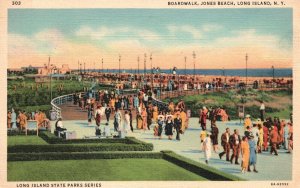 Vintage Postcard 1938 Boardwalk Jones Beach Long Island State Parks Series NY