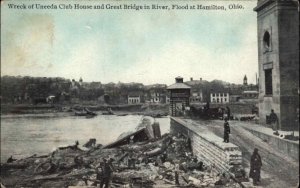 Hamilton Ohio OH Uneeda Club House After Flood of 1913 Vintage Postcard