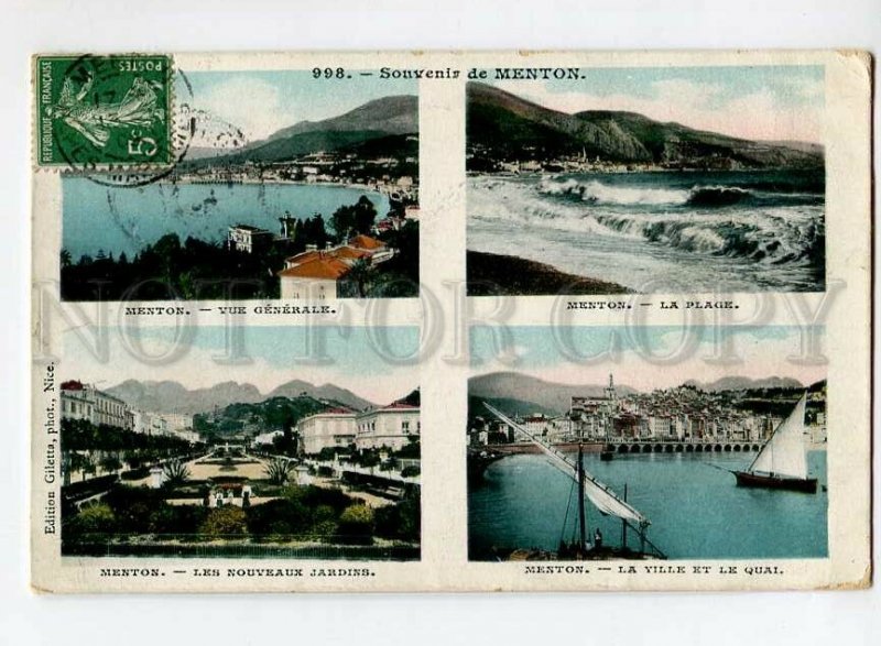 3150774 FRANCE MENTON 4 views Vintage 1909 year postcard