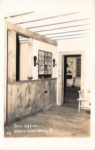 Westminster West VT U. S. Post Office Interior Mail Slot RPPC Postcard