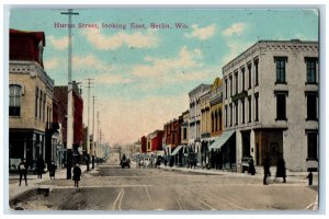 Berlin Wisconsin Postcard Huron Street Looking East Road c1912 Vintage Antique