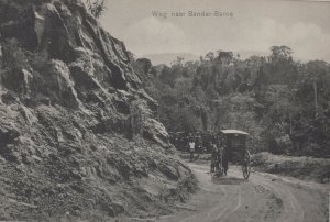 Old Car on Lonely Road at Bandar Baroe Indonesia Antique Postcard