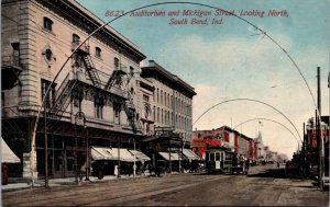 Postcard Auditorium and Michigan Street Looking North in South Bend, Indiana