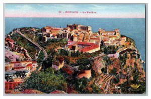 MONOCO Le Rocher Aerial View Postcard
