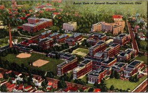 Vintage Postcard- Aerial View General Hospital- Cincinnati, Ohio- KG14