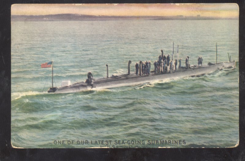 ONE OF OUR LASE SEA GOING SUBMARINES SUBMARING US NAVY VINTAGE POSTCARD