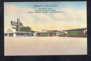 LAKE CHARLES LOUISIANA ASSUNT'S AUTO COURTS MOTEL LINEN ADVERTISING POSTCARD