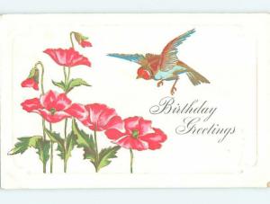 Pre-Linen BIRD FLYING TOWARDS PINK FLOWERS HJ4453