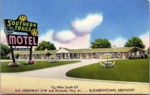 Postcard Southern Trails Motel in Elizabethtown, Kentucky~1250