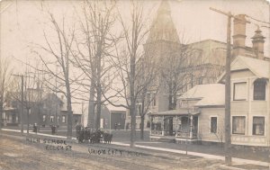 Real Photo Postcard High School on Ellen Street in Union City, Michigan~112407