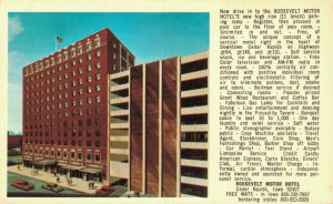 USA Roosevelt Motor Hotel Cedar Rapids Iowa Vintage Postcard 07.45