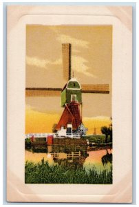 Winsch Back Postcard View Of Windmill Embossed c1910's Unposted Antique