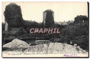 Old Postcard Pouance The Foreground Masonry Blocks of feudal castle towers co...