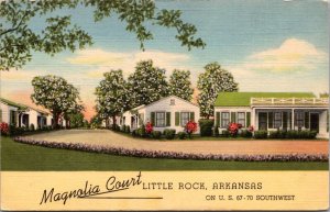 Linen Postcard Magnolia Court US 67-70 Southwest in Little Rock, Arkansas