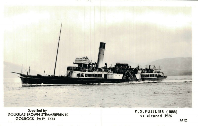 P.S. Fusilier 1888 as altered 1926 Steamer Vintage RPPC 05.58