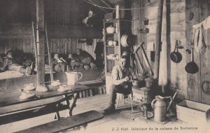 Cabane Interieur Barberine Antique Swiss Postcard