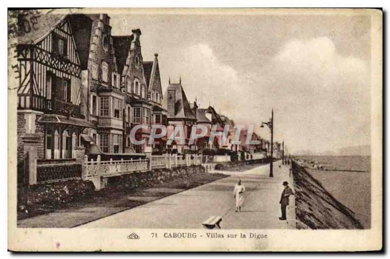 Old Postcard Cabourg Villas on the Dike