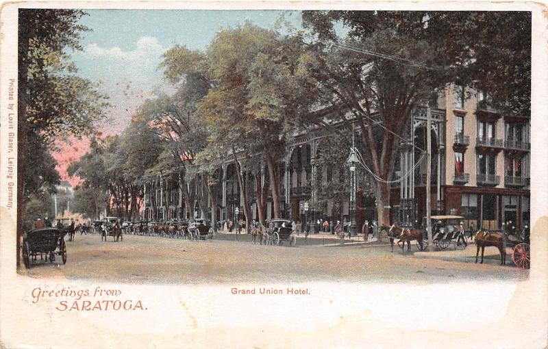 C84/ Saratoga New York NY Postcard '11 Greetings from Saratoga Grand Union Hotel