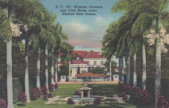Florida Miami Widener Fountain And Club House Lawn Hialeah Race Course