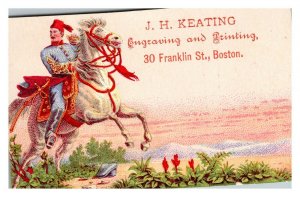 Vintage 1890's Victorian Trade Card J.H. Keating Engraving Boston Massachusetts