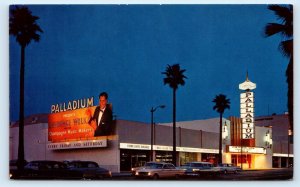 HOLLYWOOD, CA California ~ THE PALLADIUM at Night c1950s Lawrence Welk  Postcard