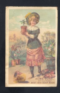 PHILADELPHIA PA. ACME SOAP PRETTY GIRL 1890s VINTAGE ADVERTISING EPHEMERA