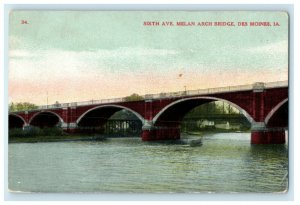 c1910's Sixth Avenue Melan Arch Bridge Des Moines Iowa IA Antique Postcard