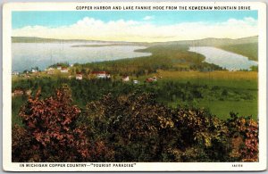 Cooper Harbor & Lake Fannie Hooe Keweenaw Mountain Drive Michigan MI Postcard