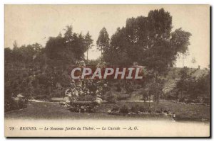 Old Postcard Rennes New Garden Tabor Waterfall