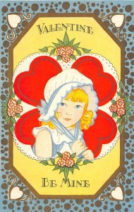 J9/ Valentine's Day Love Holiday Postcard c1910 Pretty Girl Hearts 146