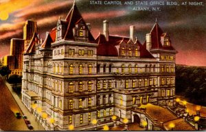 New York Albany State Capitol and State Office Building At Night 1965