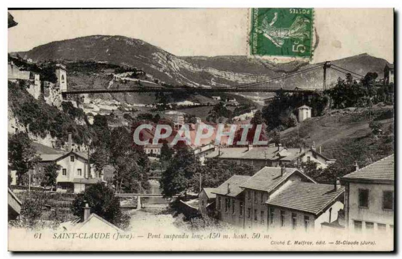 Saint-Claude-long suspension bridge 150m above 5m -Carte Old Post