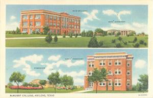 Abilene, TX McMurry College, 2 Views Boys' Dorm,  Girls' Dorm, Linen Postcard