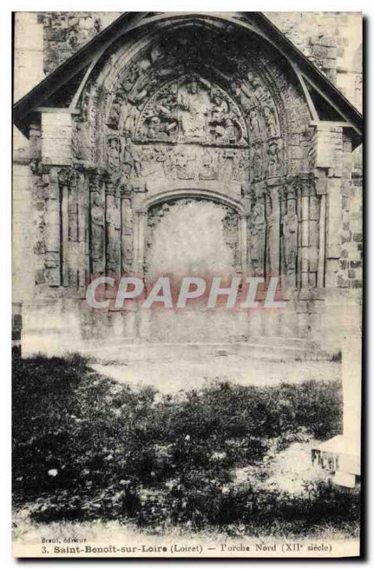 Old Postcard Saint Benoit sur Loire Loiret Porch North XII century