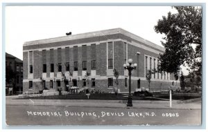 Devils Lake North Dakota ND Postcard Memorial Building c1950's RPPC Photo