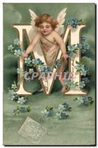 Old Postcard Fantasy Angel Letters Letter M