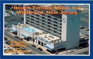 Beach Terrace Motor Inn Wildwood NJ New Jersey aerial view Rusty Rudder Postcard