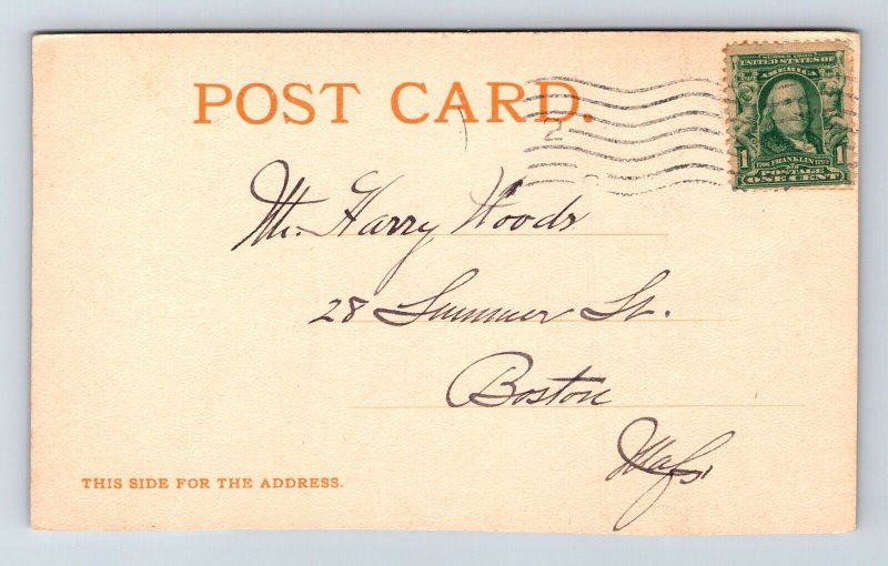 Nebraska NE Antique Postcard UDB Cancel WOB Boston Massachusetts MA 1c Stamp 