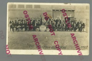 Stratton NEBRASKA RPPC 1922 BOOSTERS BAND Posing nr McCook Benkelman SW NE