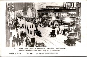 RPPC Reproduction, 16th & Curtis Streets, Denver CO Vintage Postcard X49