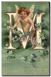 Old Postcard Fantasy Angel Letters Letter M