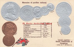 Numismatic Coin Postcard, Straits Settlements & Hong Kong