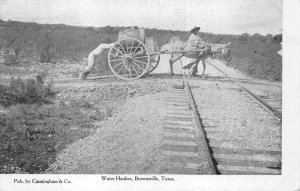 WATER HAULERS BROWNSVILLE TEXAS RAILROAD TRACKS POSTCARD 1908