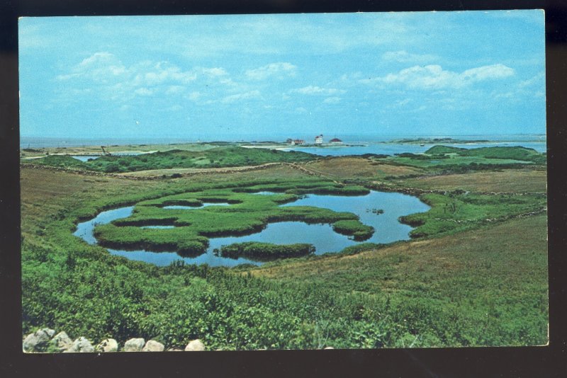 Block Island, Rhode Island/RI Postcard, Fresh Water Pond, Coast Guard Station