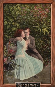 Lovers Couple Cuddling Sweet Moments At The Park Romance Vintage Postcard 1910's