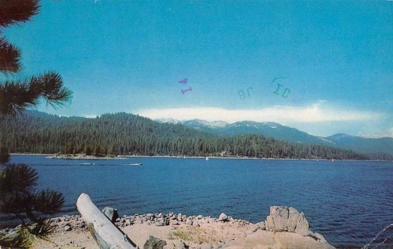 Huntington Lake California panoramic view from shore vintage pc ZA440361