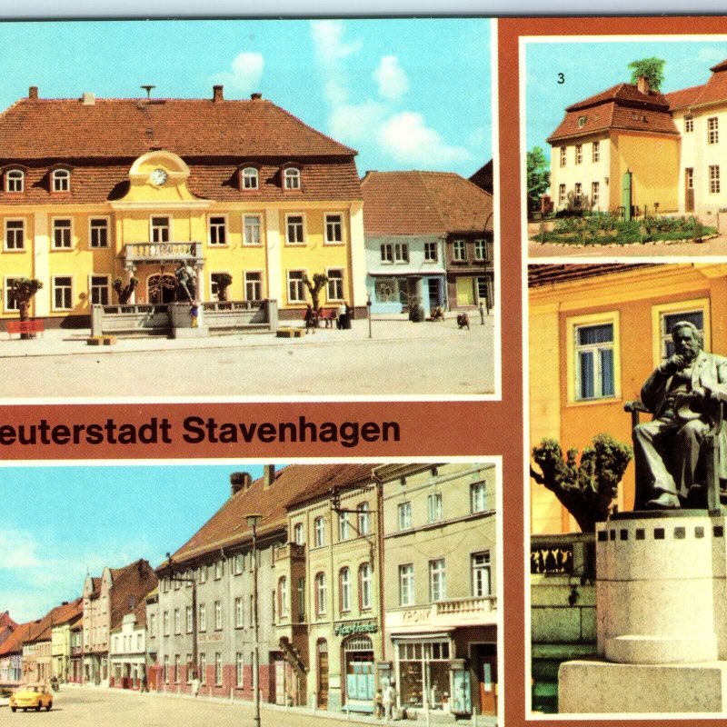 c1970s Reuterstadt Stavenhagen Germany Greetings Downtown Market 4x6 Multi PC M5